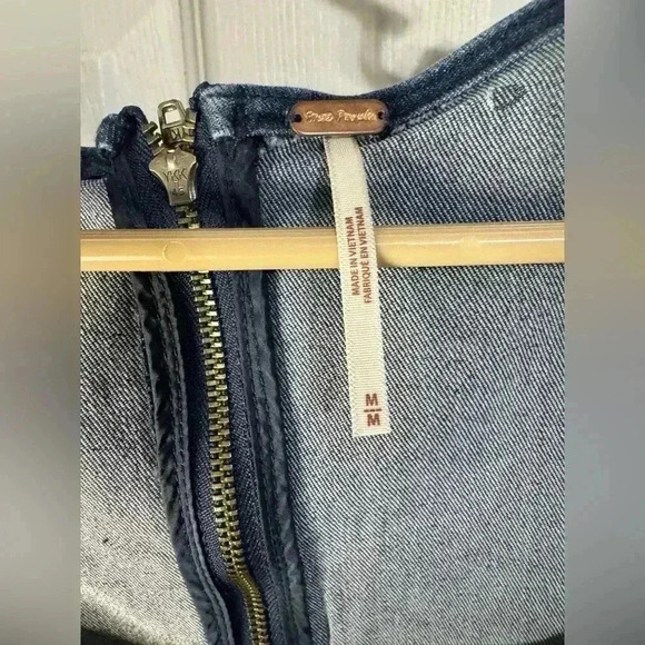 Free People Lia Blue Denim Bodycon Stretch Dress Size Medium - Picture 4 of 12